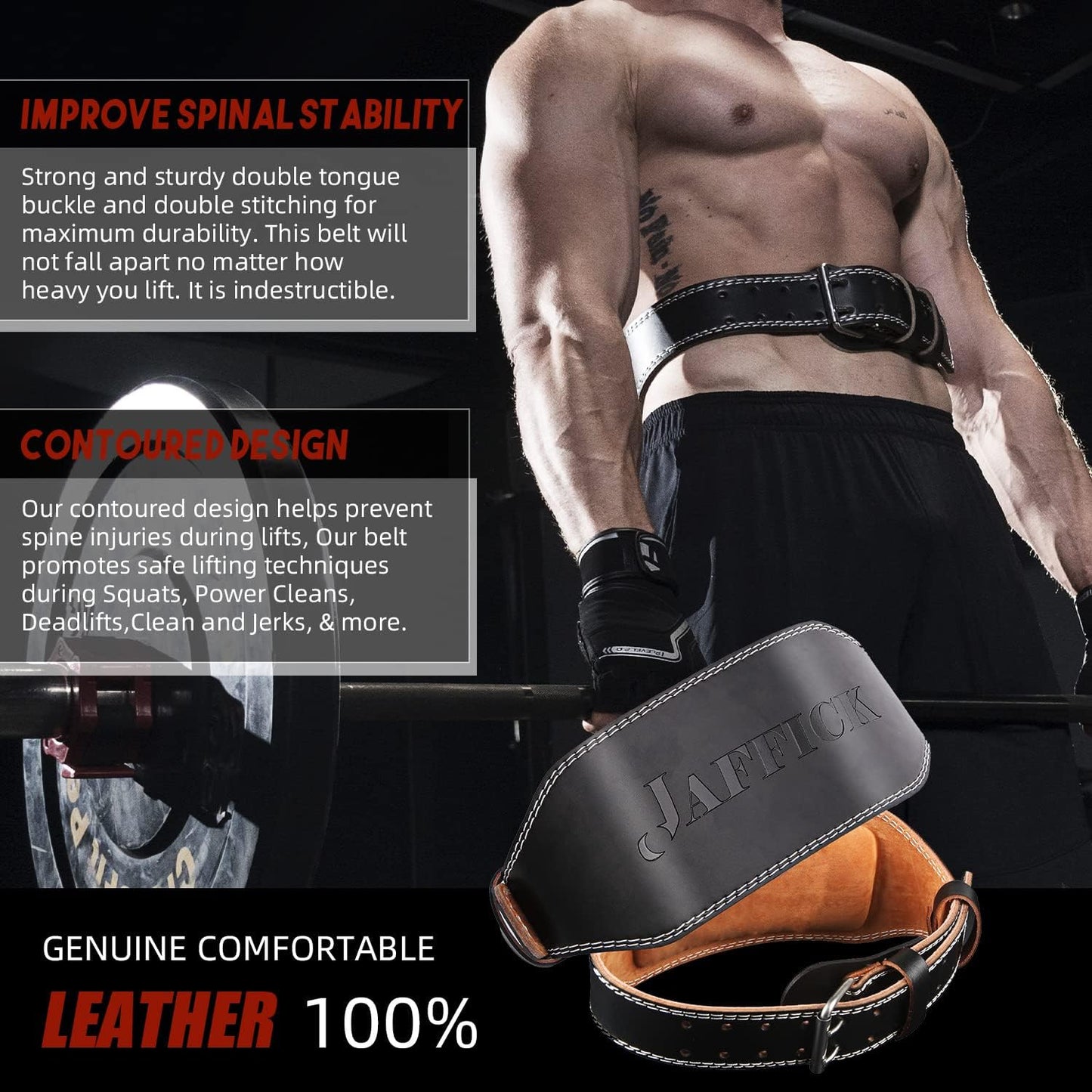 Genuine Leather Weight Lifting Belt for Men Gym Weight Belt Lumbar Back Support Powerlifting Weightlifting Heavy Duty Workout Training Strength Training Equipment