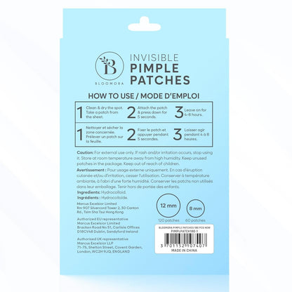 Invisible Pimple Patches for Face (180 Count), Zit Patches for Blemishes, Hydrocolloid Bandages, Zit Stickers for Face - S/L Sizes