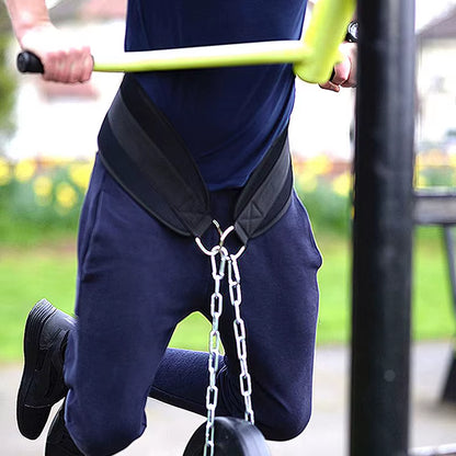 Thick Neoprene Weight Lifting Belt with Chain Dipping Belt for Pull up Chin up Kettlebell Barbell Fitness Bodybuilding Gym Belt