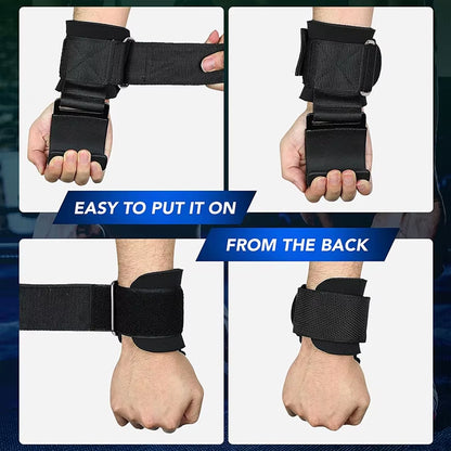 Weight Lifting Hook Grips with Wrist Wraps Hand-Bar Wrist Strap Gym Fitness Hook Weight Strap Pull-Ups Power Lifting Gloves